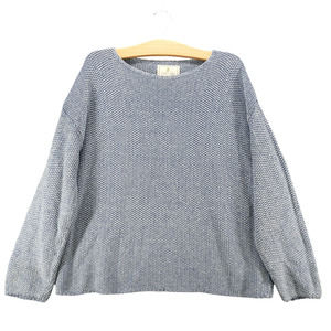 Express Tricot Women's Knit Sweater Blue Large Long Sleeve Crew Neck Vintage